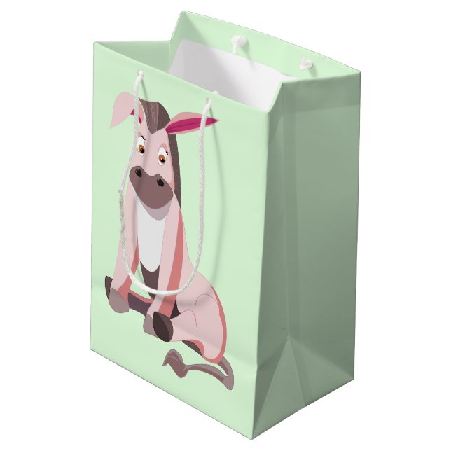 Pink Baby Donkey Funny Gift Bag - Customizable (Back Angled)