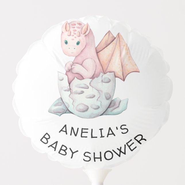Pink Baby Dragon Fantasy Baby Shower Decoration Balloon (Front)