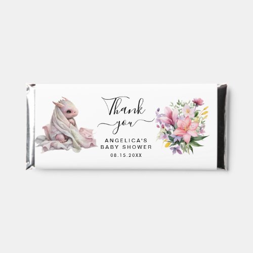 Pink Baby Dragon Floral Bouquet Thank You Hershey Bar Favors