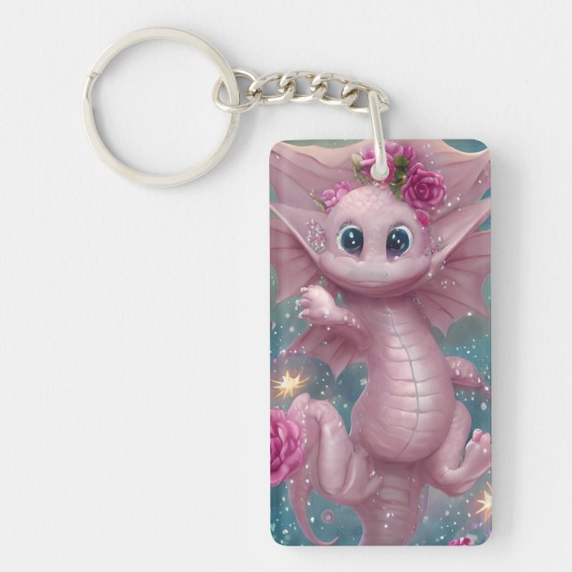 Pink Baby Dragon  Keychain (Front)