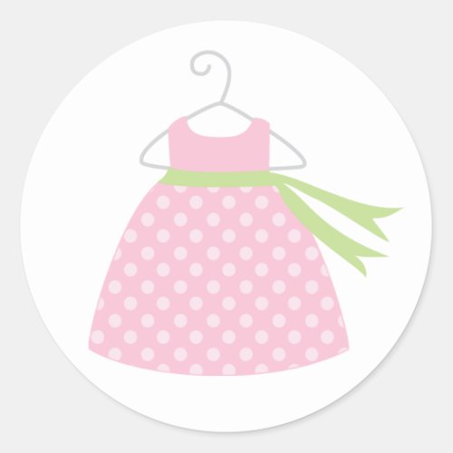 Pink Baby Dress Baby Shower Stickers