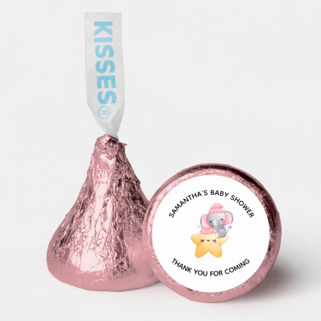Pink Baby Elephant Baby Shower Favor Hershey Kiss (Front)