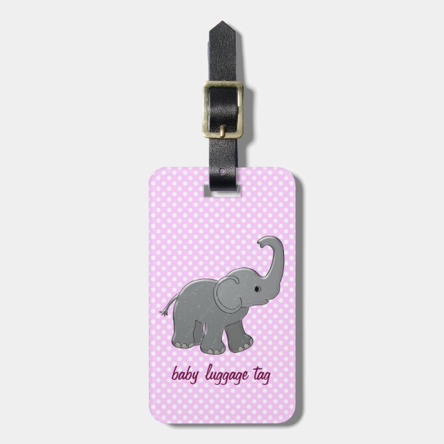 pink baby elephant luggage tag (Front Vertical)