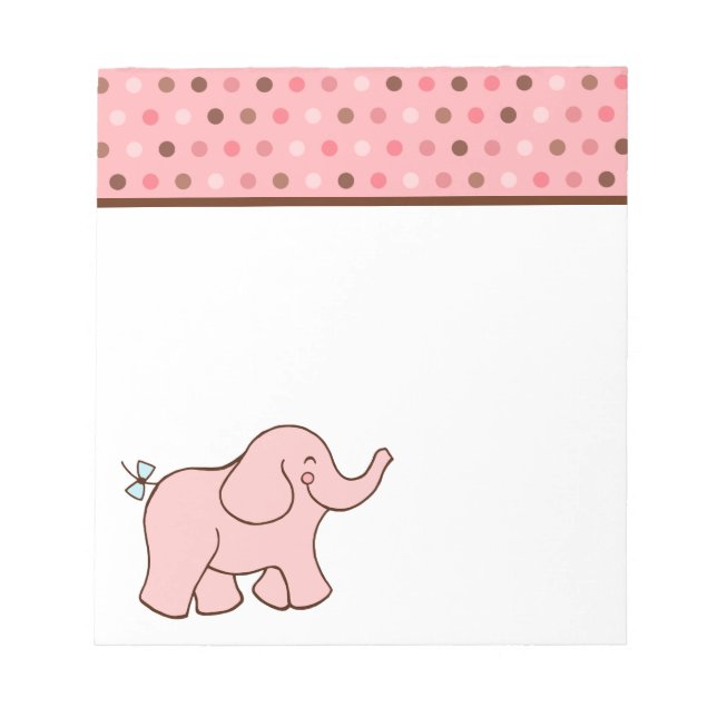 Pink Baby Elephant Notepad (Front)