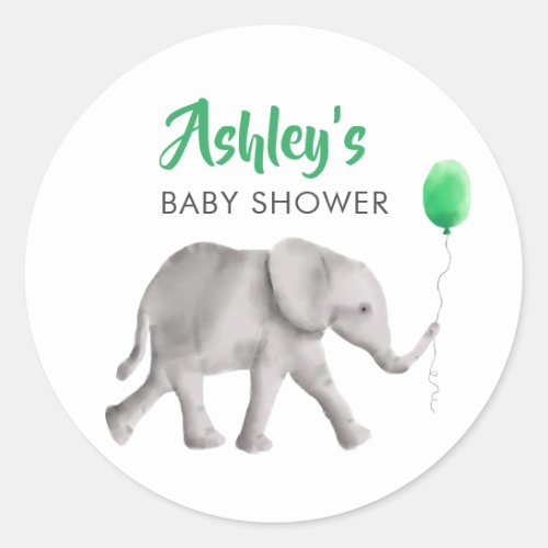 Pink Baby Elephant Shower Favor Sticker Gift Tags