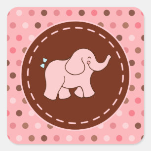 Pink Baby Elephant Stickers