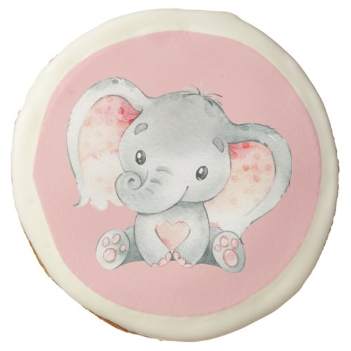 Pink Baby Elephant  Sugar Cookie