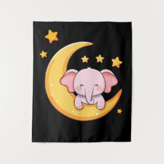 Pink baby elephant tapestry