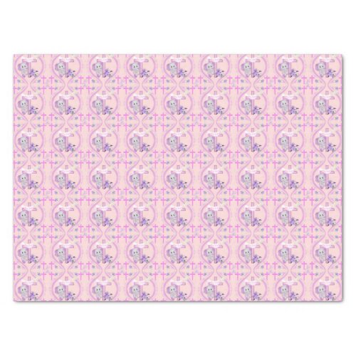 Pink Baby Elephant With Dove And Cross Baptism  Tissue Paper