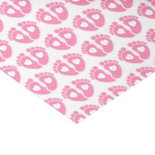 Pink Baby Feet and Hearts Pattern New Baby Girl Tissue Paper