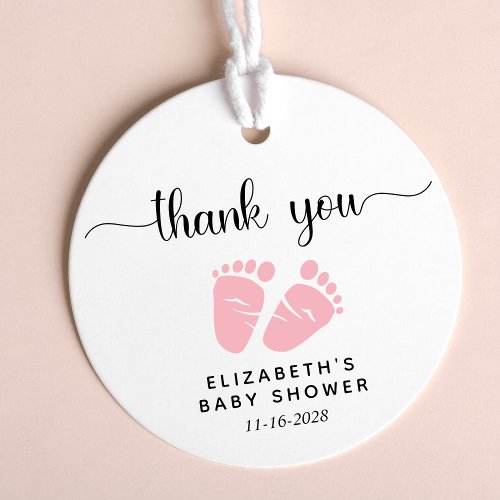 Pink Baby Feet Baby Girl Shower Thank You Favor Tags