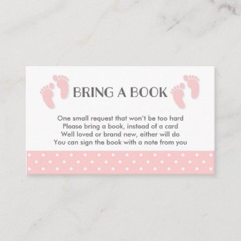 Pink Baby Feet Baby Shower Book Request Card by melanileestyle at Zazzle