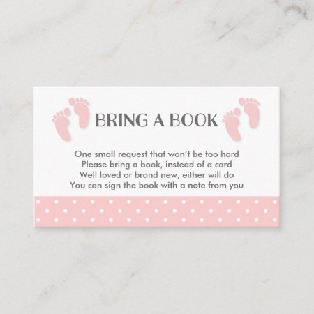 Pink Baby Feet Baby Shower Book Request Card