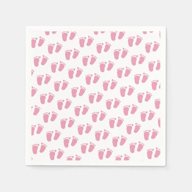 Pink Baby Feet Baby Shower Napkins (Front)