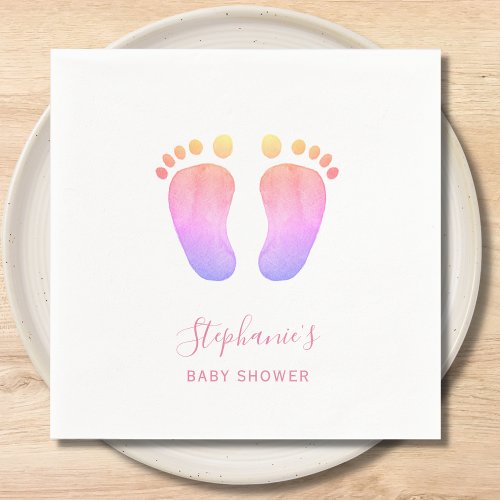 Pink Baby Feet Baby Shower Napkins