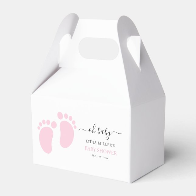 Pink Baby Feet Baby Shower Party, Girl Baby Shower Favor Boxes (Front Side)