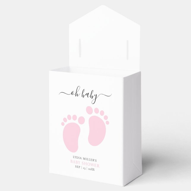 Pink Baby Feet Baby Shower Party, Girl Baby Shower Favor Boxes (Opened)