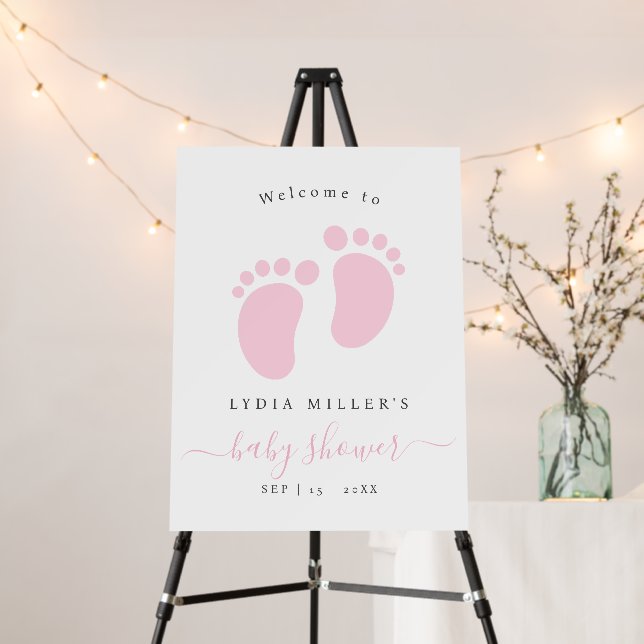 Pink Baby Feet Baby Shower Party, Girl Baby Shower Foam Board (In Situ (Stand))