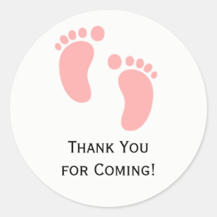 Pink Baby Feet Baby Shower Sticker Labels