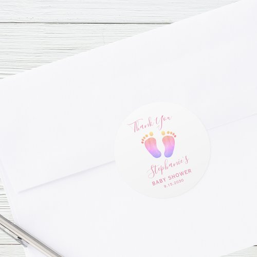 Pink Baby Feet Baby Shower Thank You Classic Round Sticker