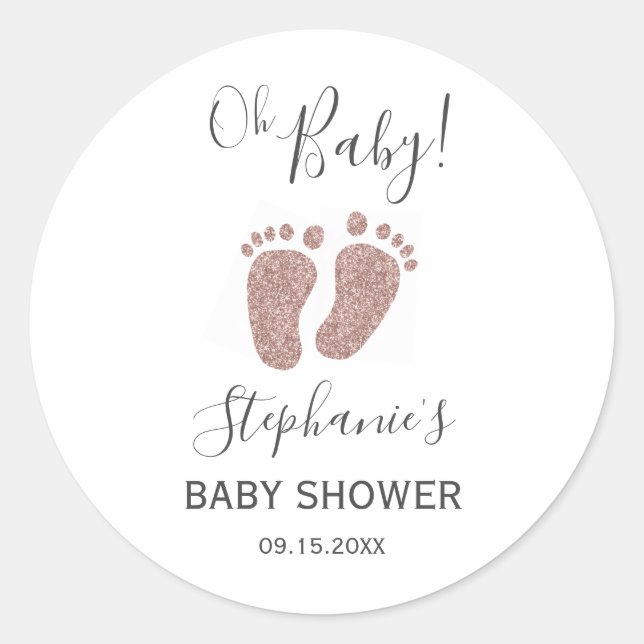 Pink Baby Feet Classic Round Sticker (Front)