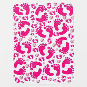 Pink Baby Feet Girl Elephant Baby Blanket