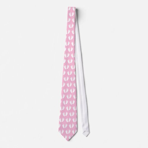 Pink baby feet neck tie for new father of girl