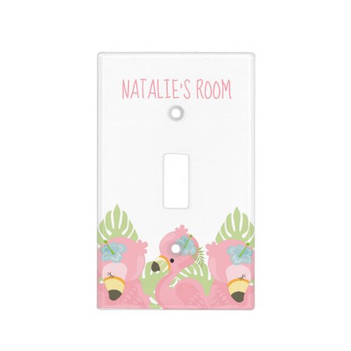 Pink Baby Flamingos Nursery Light Switch Cover