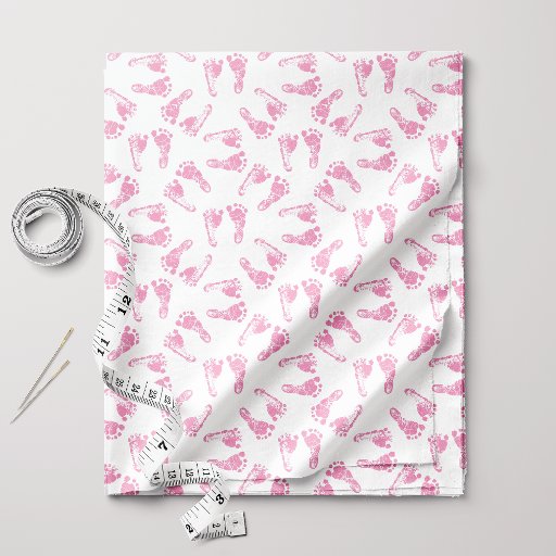 Pink Baby Footprint Pattern Fabric