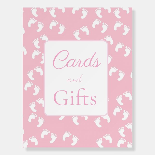 Pink Baby Footprints Baby Shower Foam Board (Front)