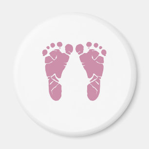 Pink baby footprints magnet