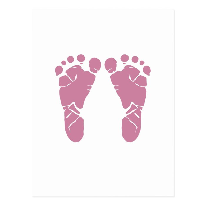 Pink baby footprints post card