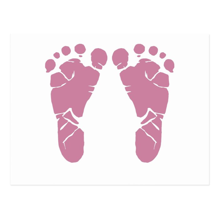 Pink baby footprints post cards