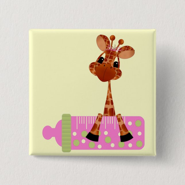 Pink Baby Giraffe Button (Front)