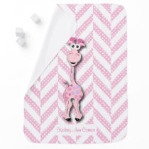 Pink Baby Giraffe Design Pattern Stroller Blanket