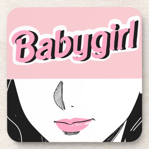 Pink Baby Girl Anime Beverage Coaster