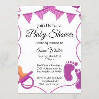 Pink Baby Girl Baby Shower Invitation