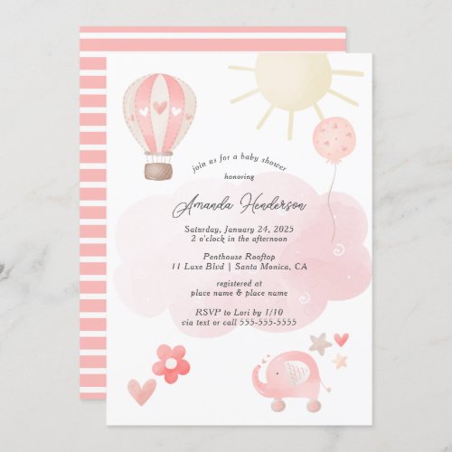 Pink Baby Girl Baby Shower Invitation