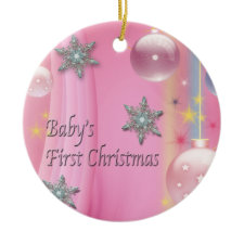 Pink Baby Girl Baby's First Christmas Ornament ornament