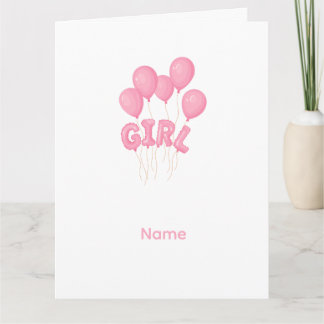 Pink Baby Girl Balloon Celebration - Cute Nursery Card