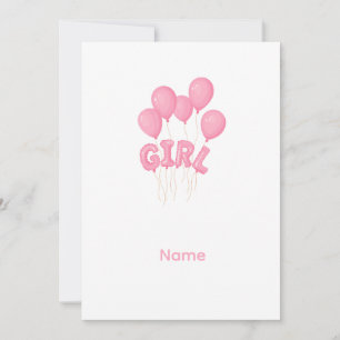 Pink Baby Girl Balloon Celebration - Cute Nursery Invitation