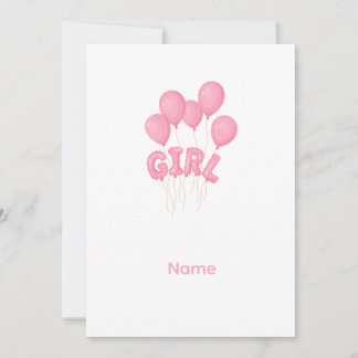 Pink Baby Girl Balloon Celebration - Cute Nursery Invitation