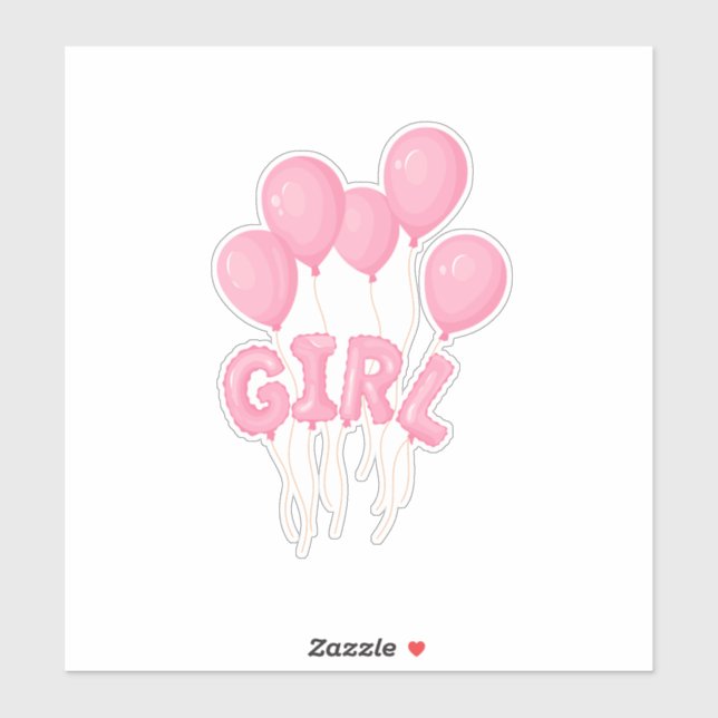 Pink Baby Girl Balloon Celebration - Cute Nursery  Sticker (Sheet)