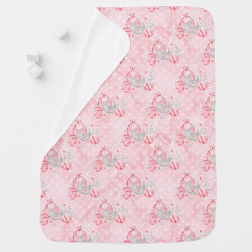 Pink Baby Girl Bibs and Rattles Baby Blanket