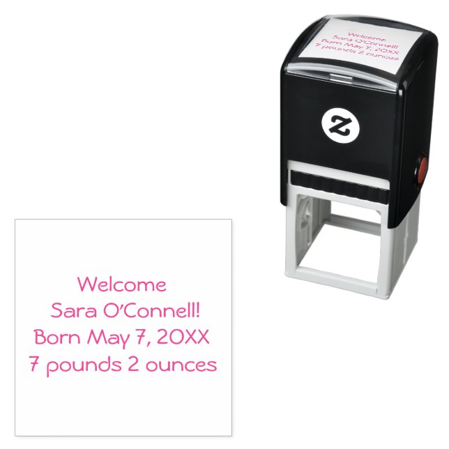 Pink Baby Girl Birth Announcement 4Jan Self-inking Stamp (In Situ)