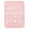 Pink Baby Girl Birth Stats Keepsake