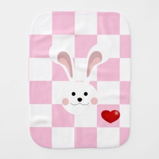 Pink Baby Girl Bunny Burp Cloth