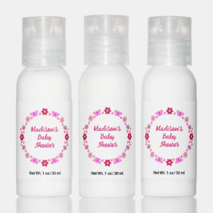 Pink Baby Girl Butterflies and Flowers Baby Shower Hand Lotion