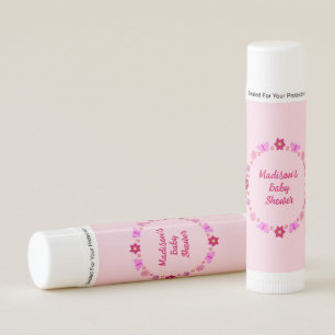 Pink Baby Girl Butterflies and Flowers Baby Shower Lip Balm