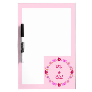 Pink Baby Girl Butterflies and Flowers Custom Dry Erase Board